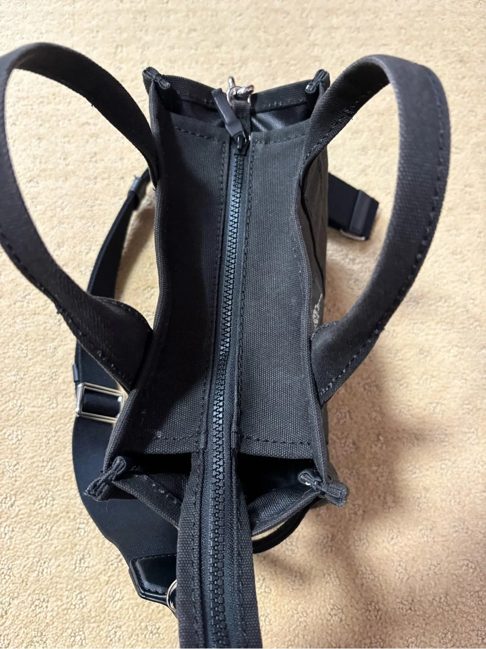 Marc Jacobs Black Canvas Mini Tote with Printed Logo
